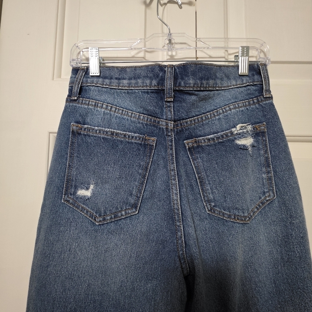 Altar'd State Distressed Flare Blue Jeans Size 27 - Picture 5 of 11